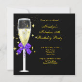 素晴らしい50パープル金ゴールドハイトシャンパーニュパーティー 招待状 (裏面)