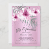 素晴らしい50ピかわいらしックシルバーハイビスカスパーティー 招待状 (正面)