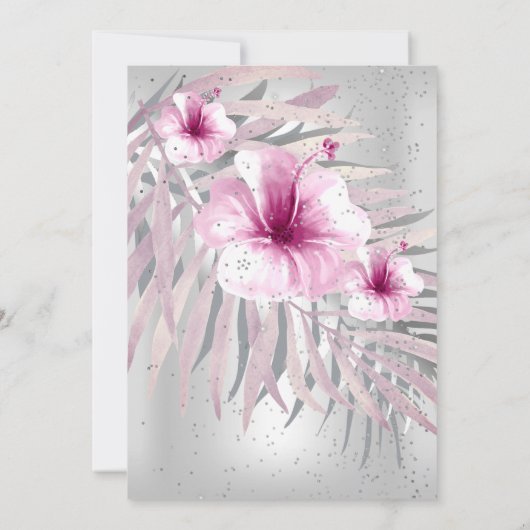 素晴らしい50ピかわいらしックシルバーホワイトのハイビスカス 招待状 (裏面)