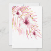 素晴らしい50ピンクの金ゴールド花ホワイトウォーター色 招待状 (裏面)