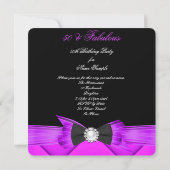 素晴らしい50ピンクパープルの写真の誕生日パーティー 招待状 (裏面)