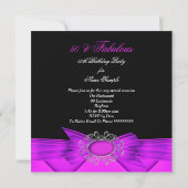 素晴らしい50ピンクパープルブラックフォトバースデーパーティー 招待状 (裏面)