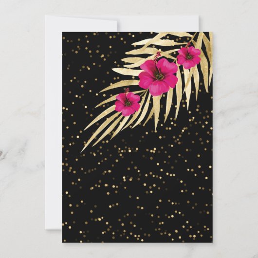 素晴らしい50ピンクブラック金ゴールドスパークル誕生日 招待状 (裏面)