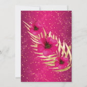 素晴らしい50ピンク金ゴールドスパークルフローラ誕生日 招待状 (裏面)