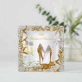 素晴らしい50ファンタジーホワイト金ゴールド誕生日パーティー 招待状 (スタンド正面)