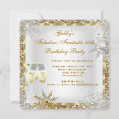 素晴らしい50ファンタジーホワイト金ゴールド誕生日パーティー 招待状 (裏面)