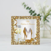 素晴らしい50ファンタジーホワイト金ゴールド誕生日パーティー 招待状 (スタンド正面)