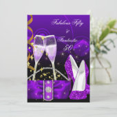 素晴らしい50ファンタスティックパープルグリッターハイヒール 招待状 (スタンド正面)