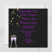 素晴らしい50ファンタスティックパープルハイヒールシャンパン 招待状 (裏面)