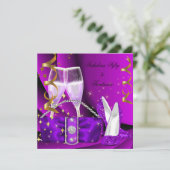 素晴らしい50ファンタスティックパープルハイヒール誕生日 招待状 (スタンド正面)