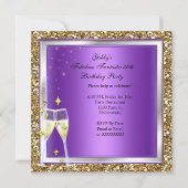 素晴らしい50ファンタスティックパープル金ゴールド誕生日パーティー 招待状 (裏面)