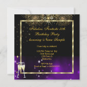 素晴らしい50ファンタスティックフェスティバルパープル金ゴールドパーティー 招待状 (裏面)