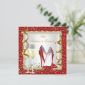 素晴らしい50ファンタスティックレッドホワイト金ゴールド誕生日2 招待状 (スタンド正面)