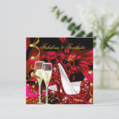 素晴らしい50ファンタスティック抽象芸術レッド金ゴールド誕生日2 招待状 (スタンド正面)