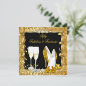 素晴らしい50ファンタスティック金ゴールドブラックバースデーパーティー2 招待状 (スタンド正面)