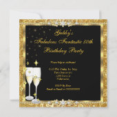 素晴らしい50ファンタスティック金ゴールドブラックバースデーパーティー2 招待状 (裏面)