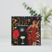 素晴らしい50フィフティディーバ誕生日ブラックレッドライト 招待状 (スタンド正面)