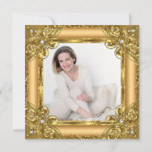 素晴らしい50フォトエリート金ゴールドパール誕生日パーティー 招待状 (裏面)