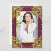 素晴らしい50フォトプラム金ゴールドパールバースデーパーティー 招待状 (裏面)