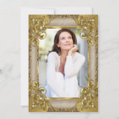 素晴らしい50フォトベージュゴールデンパールの誕生日 招待状 (裏面)