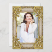 素晴らしい50フォトベージュゴールデンパールの誕生日 招待状 (裏面)