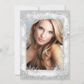 素晴らしい50フォトホワイトシルバースノーフレークパーティー 招待状 (裏面)