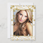 素晴らしい50フォトホワイト金ゴールドスノーフレークパーティー 招待状 (裏面)