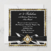 素晴らしい50フォト白黒金ゴールドダイヤモンド2 招待状 (裏面)