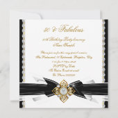 素晴らしい50フォト白黒金ゴールド誕生日パーティー 招待状 (裏面)