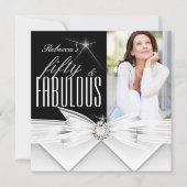 素晴らしい50フォト白黒50th誕生日パーティー 招待状 (正面)