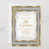 素晴らしい50フォト金ゴールドグレー銀誕生日パーティー 招待状 (正面)