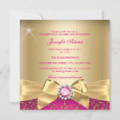 素晴らしい50フォト金ゴールドピンクボウ50誕生日 招待状 (裏面)