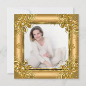 素晴らしい50フォト金ゴールドブラックダイヤモンド誕生日 招待状 (裏面)