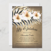 素晴らしい50ブラウンベージュシルバーハイビスカスパーティー 招待状 (正面)