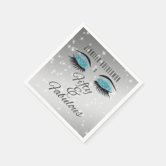 素晴らしい50ブラックアクアグラムアイズ紙ナプキンス スタンダードカクテルナプキン (角)