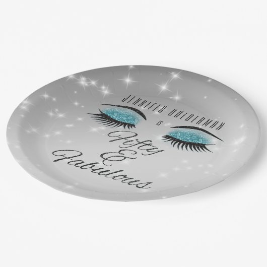 素晴らしい50ブラックアクアグラムアイズ紙プレート ペーパープレート (アングル)