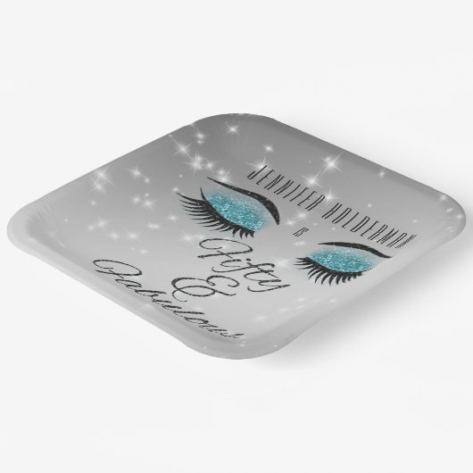 素晴らしい50ブラックアクアグラムアイズ紙プレート ペーパープレート (傾斜あり)