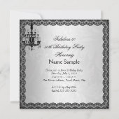 素晴らしい50ブラックシルバーコルセットハイヒールパーティー 招待状 (裏面)