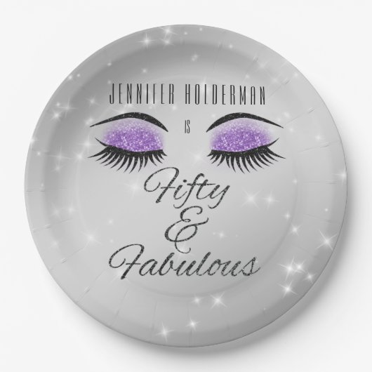 素晴らしい50ブラックパープルグラムアイズ紙プレート ペーパープレート (正面)