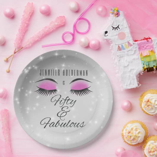 素晴らしい50ブラックピンクグラムアイズ紙プレート ペーパープレート (パーティー)