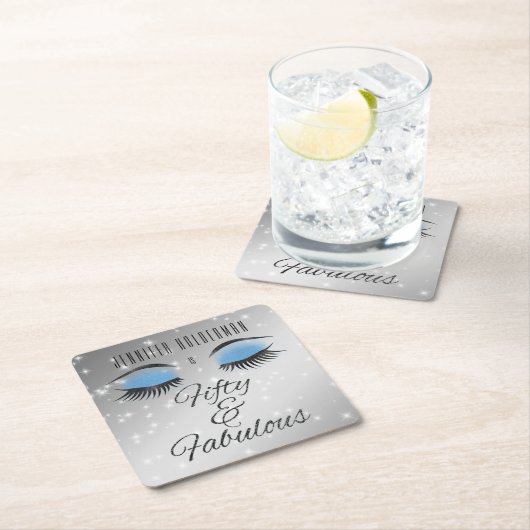 素晴らしい50ブラックブルーグレームアイズ紙コースター スクエアペーパーコースター (インサイチュ)