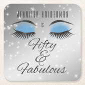 素晴らしい50ブラックブルーグレームアイズ紙コースター スクエアペーパーコースター (正面)