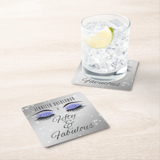 素晴らしい50ブラックペリウィンクルグラムアイズコースター スクエアペーパーコースター (インサイチュ)