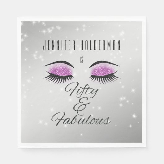 素晴らしい50ブラックホットピンクグラムアイズランチナプキンス スタンダードランチョンナプキン (正面)