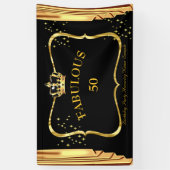 素晴らしい50ブラック金ゴールドクラウンドレープスバースデーパーティー 横断幕 (縦)