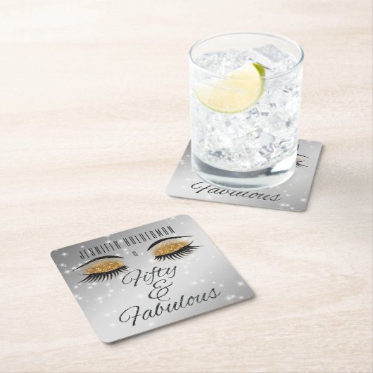 素晴らしい50ブラック金ゴールドグラムアイズ紙コースター スクエアペーパーコースター (インサイチュ)