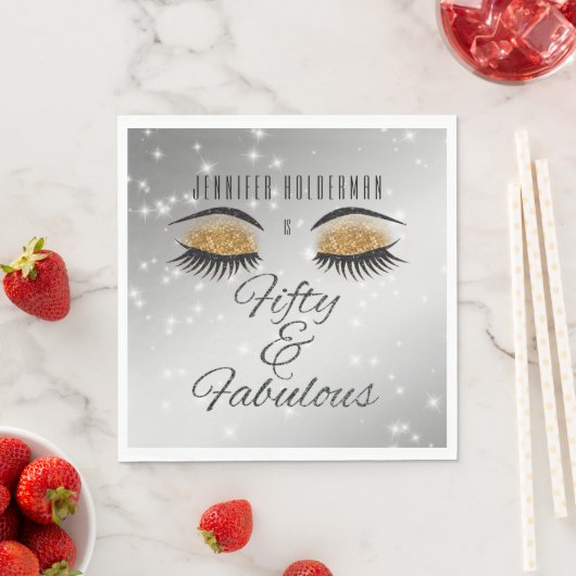 素晴らしい50ブラック金ゴールドグラムアイズ紙ナプキンス スタンダードランチョンナプキン (インサイチュ)