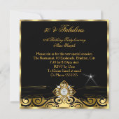 素晴らしい50ブラック金ゴールドフェイクダイヤモンド写真パーティー 招待状 (裏面)