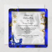 素晴らしい50ブルー金ゴールド抽象芸術ヒールバースデーパーティー 招待状 (裏面)