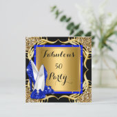 素晴らしい50ブ王室のルハイトブラックグリッター金ゴールド 招待状 (スタンド正面)